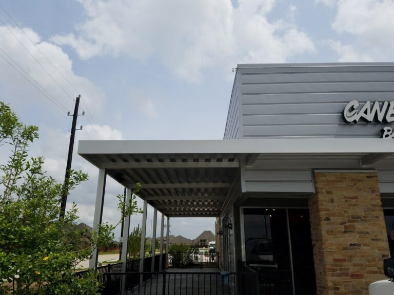 metal canopy on a small building